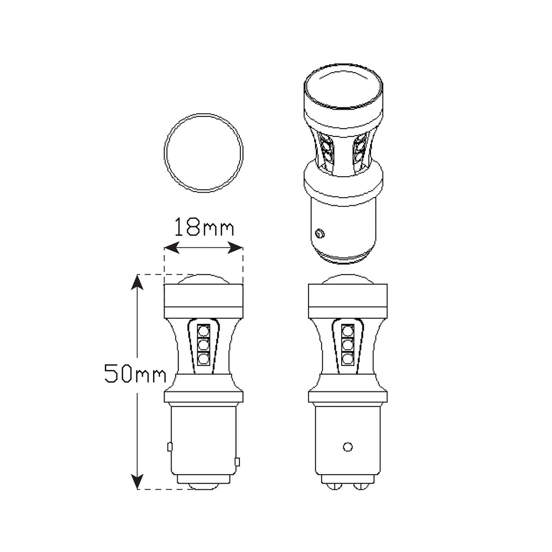 Led Autolamps 1157Rm Bayonet Red Led Stop/Tail Bulb 12-24V, Stop 380Lm, Tail 125Lm Effective