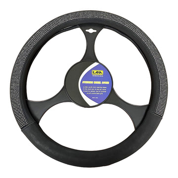 Ilana Diamond Steering Wheel Cover in Black - DIASWCBLK