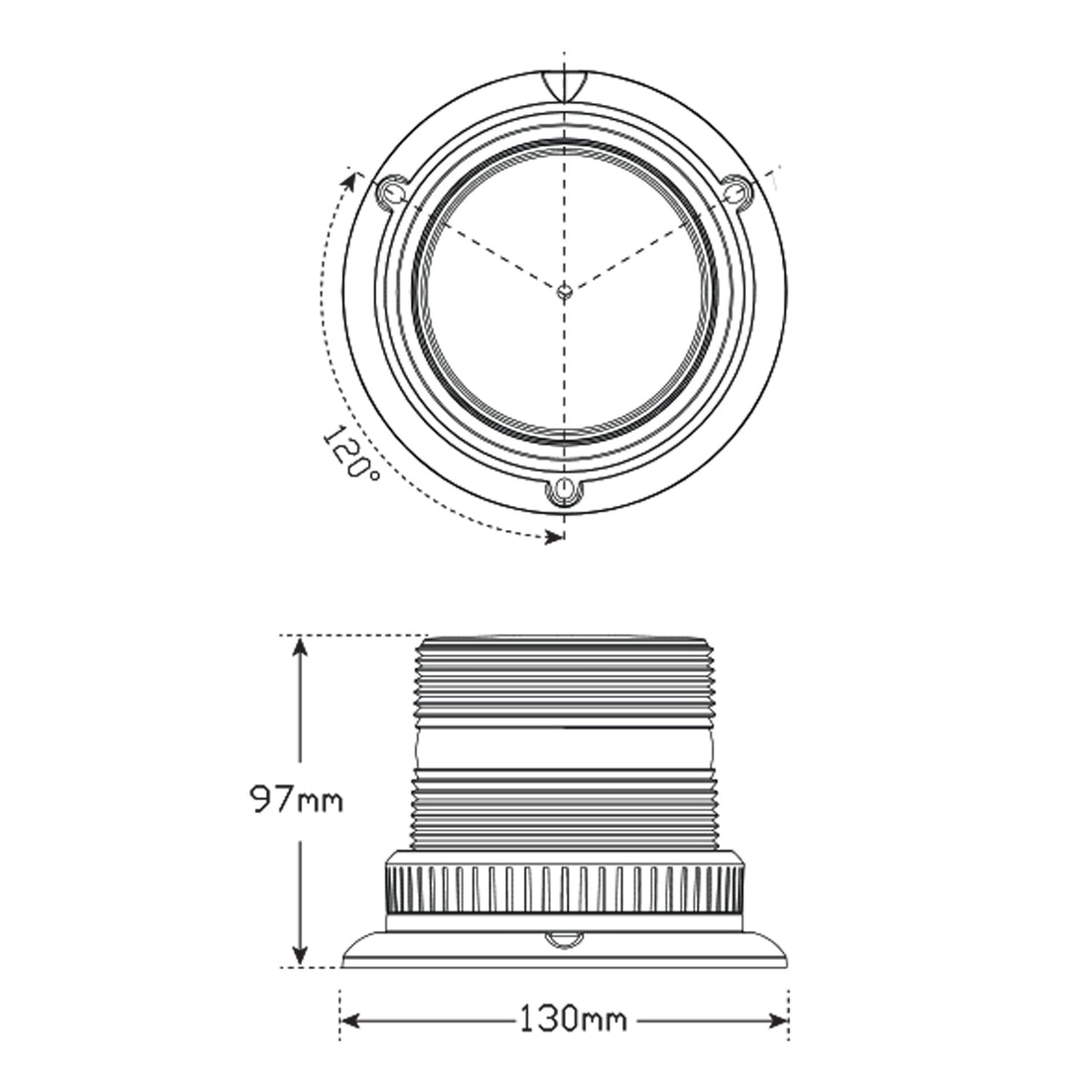 LED Autolamps 128AMF LED Amber Strobe Beacon, Fixed Mount, IP67