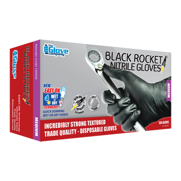 TGC Black Rocket Nitrile Disposable Glove 100 Pack Size M - 130002