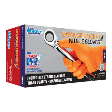 TGC Orange Rocket Nitrile Disposable Glove 100 Pack Size L - 130033