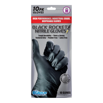 TGC Black Rocket Heavy Duty Disposable Nitrile Gloves 10 pack - Medium - 130102