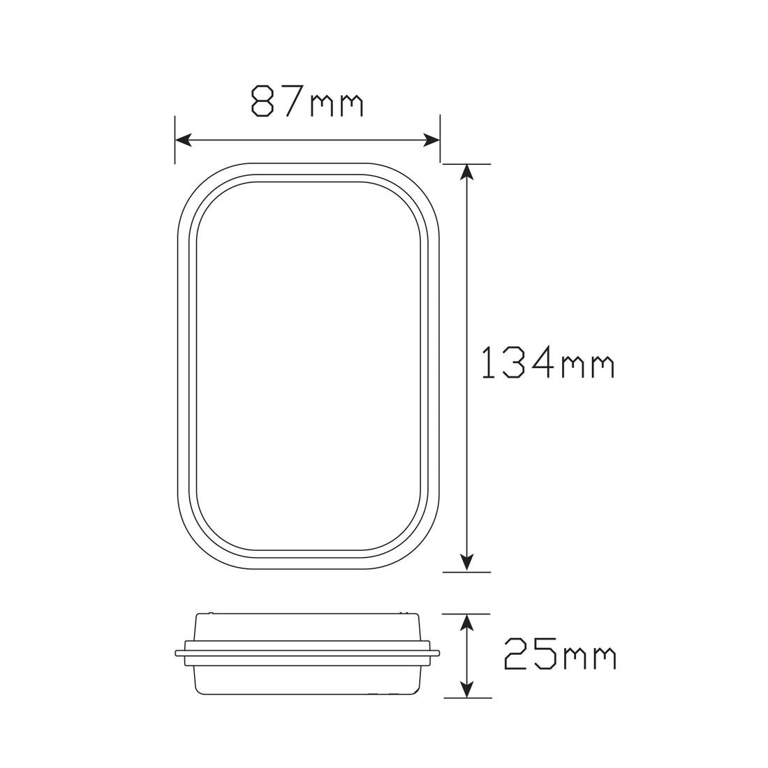 LED Autolamps 131RM Rectangle Stop/Tail Lamp with Red Lens and Chrome Inner Reflector