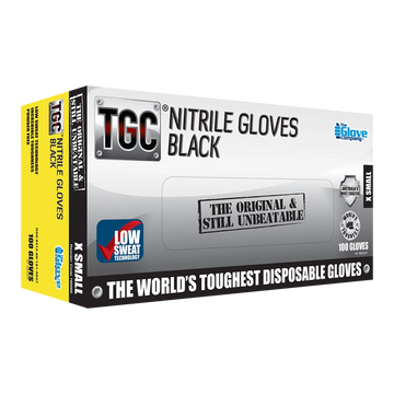 TGC Black Nitrile Gloves 100 Pack Size XS - 160000