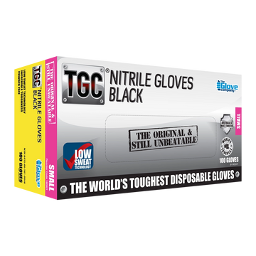 TGC Black Nitrile Gloves 100 Pack Size S - 160001