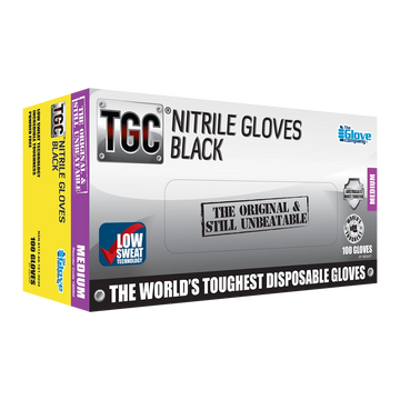 TGC Black Nitrile Gloves 100 Pack Size M - 160002