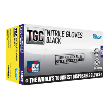 TGC Black Nitrile Gloves 100 Pack Size L - 160003