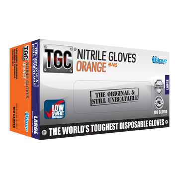 TGC Orange Nitrile Gloves 100 Pack Size L - 160033