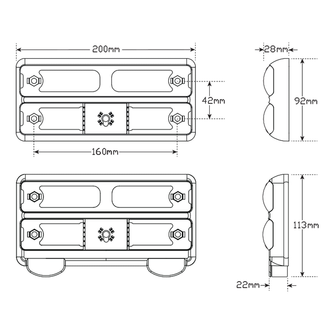 LED Autolamps 207BARLP2 Boat Trailer Lamps, Stop/Tail/Indicator/Licence
