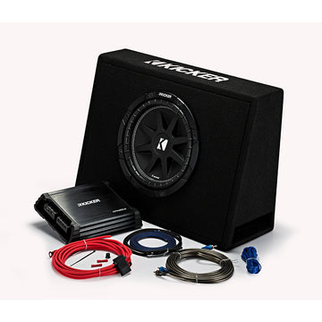 Kicker 10" Slimline Sub in Ported Enclosure with Amp and Wiring Kit - 44KKP210