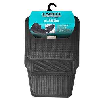 CarFit Classic Black 4 Piece Rubber Floor Mats - 4550041