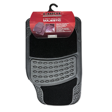 CarFit Majestic Black 2 Piece Front Carpeted Rubber Floor Mats - 4578011