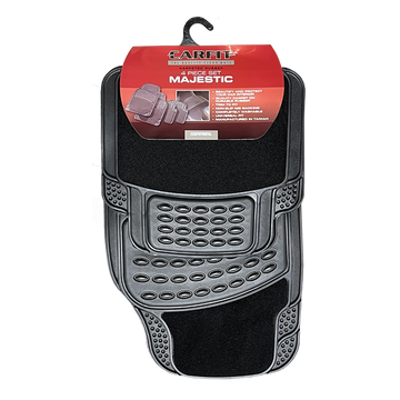 CarFit Majestic Black 4 Piece Set Carpeted Rubber Floor Mats - 4578041