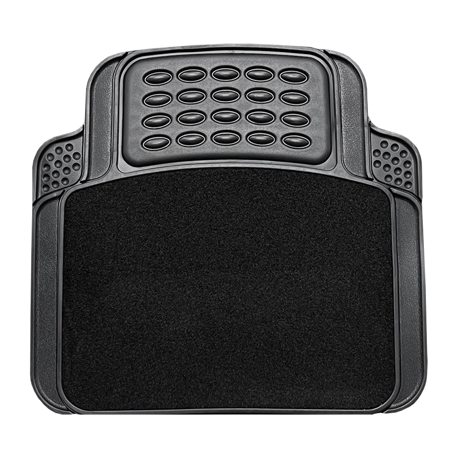 CarFit Majestic Black 4 Piece Set Carpeted Rubber Floor Mats - 4578041