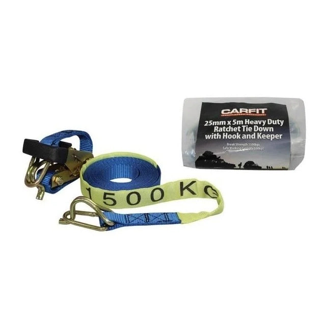 Carfit Heavy Duty Ratchet Tie Down Strap 25mm x 5m - 46RTHD2550-1