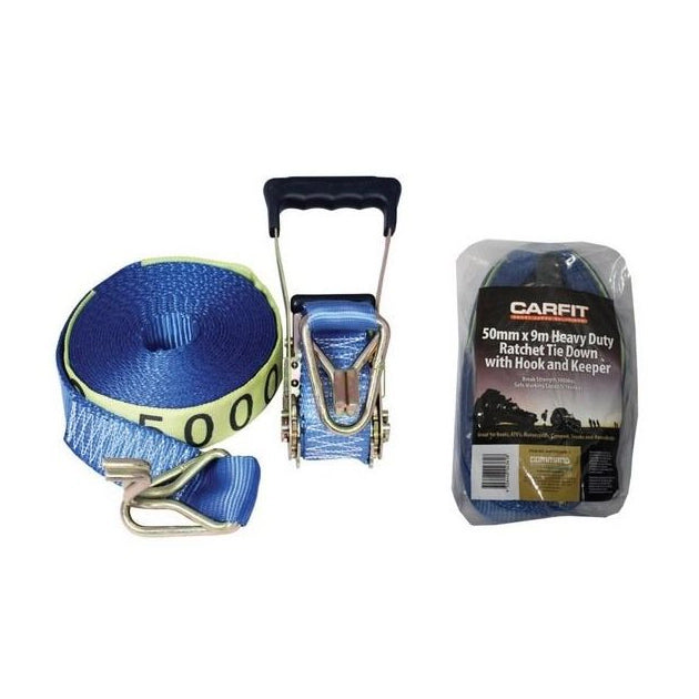 Carfit Heavy Duty Ratchet Tie Down Strap 50mm x 9m - 46RTHD5090-1