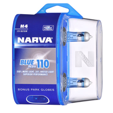 Narva 48532BL2 H4 12V 60/55W BLue Plus 110 Halogen Headlight Globes - Twin Pack