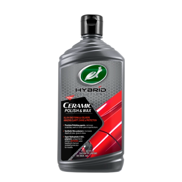 Silver bottle of Hybrid Ceramic Polish & Wax on a white background