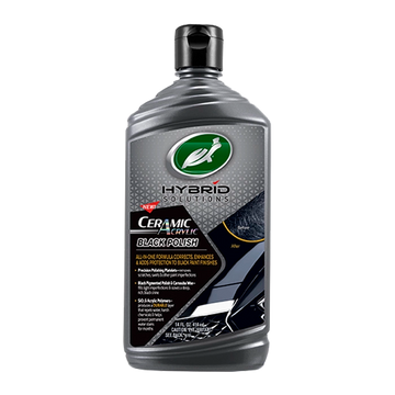 A grey bottle of Turtle Wax Ceramic Acrylic Black Polish