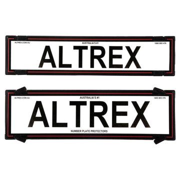 Altrex NSW & SA Premium Combination Black Border with Red Insert Number Plate Protectors - without Lines - 6NLPR