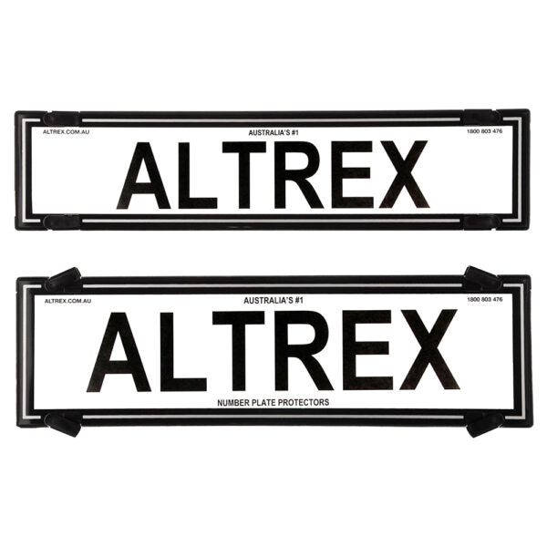 Altrex NSW & SA Premium Combination Black Border with Silver Insert Number Plate Protectors - without Lines - 6NLPS