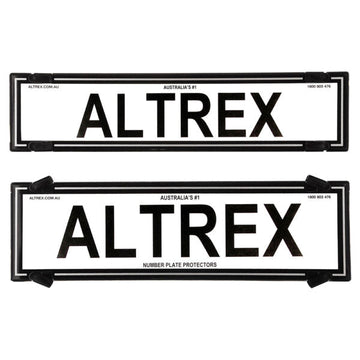Altrex NSW & SA Premium Combination Black Border with Silver Insert Number Plate Protectors - without Lines - 6NLPS