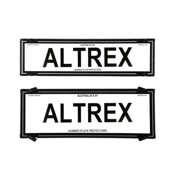 Altrex QLD, ACT, VIC, TAS, SA, WA & NT Slimline Combination Black Border with Silver Insert Number Plate Protectors - without Lines - 6QSNLS