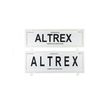 Altrex Number Plate Protectors - QLD, ACT, VIC, TAS, SA, WA & NT Slimline Combination White without Lines - 6QSNLW