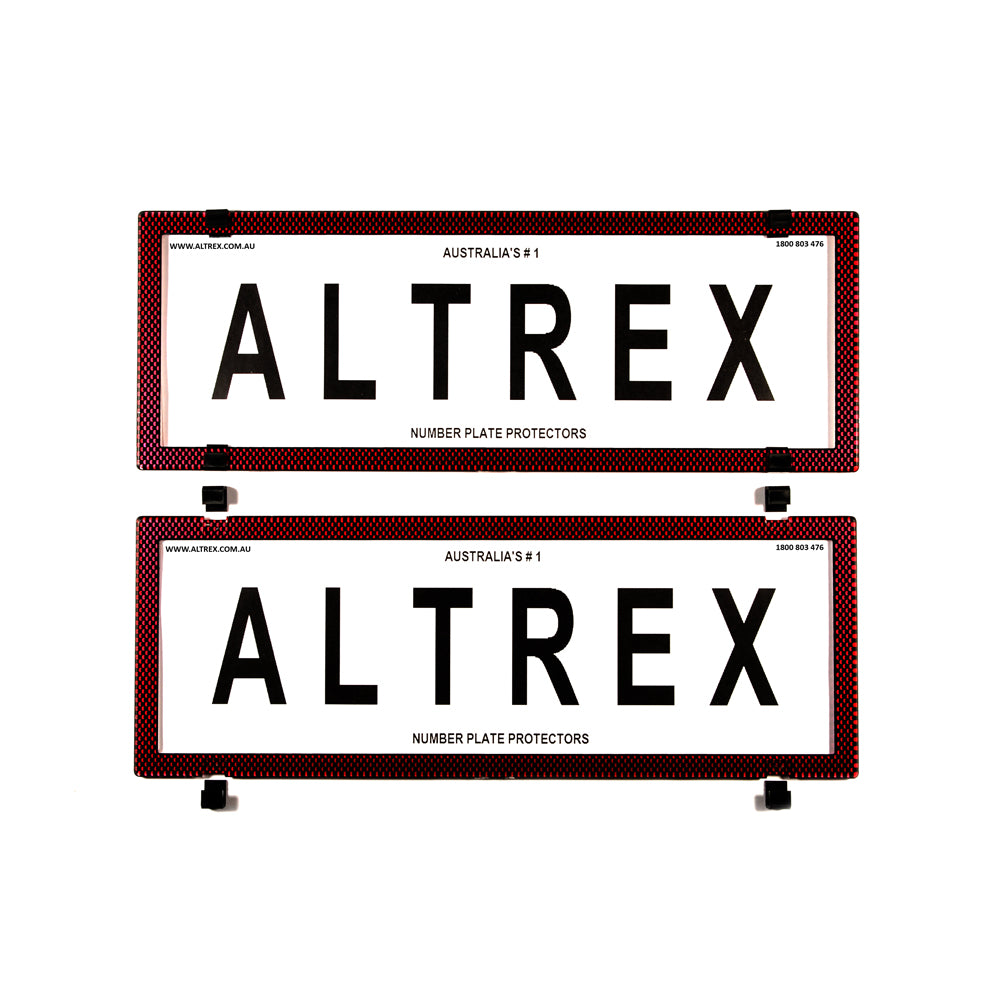 Altrex Standard Size Red Carbon Fibre Number Plate Protectors - without Lines - 6SER