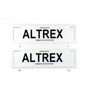 Altrex QLD, VIC, TAS, SA, WA & NT Dual Slimline White Number Plate Protectors - without Lines - 6VSNLW