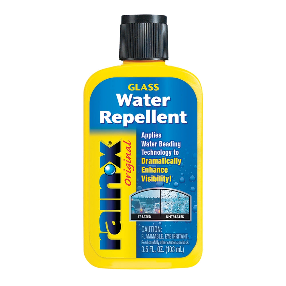 Yellow Bottle of Rain-X Glass Water Repellent on a white background