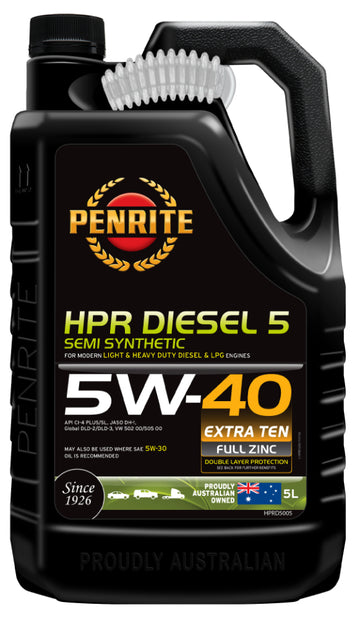 Penrite HPR Diesel 5 Semi-Synthetic 5W-40 Diesel Engine Oil - 5L - HPRD5005