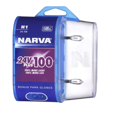 Narva 48705BL2 H1 24V 70W Plus 100 Long Life Headlight Globes, Twin Pack