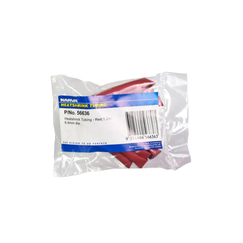 Narva 56636 6.4mm x 1.2m Red Heatshrink