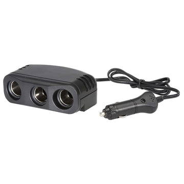 Narva 81048BL Cigarette Lighter Plug with Extended Lead and Triple Accessory Sockets