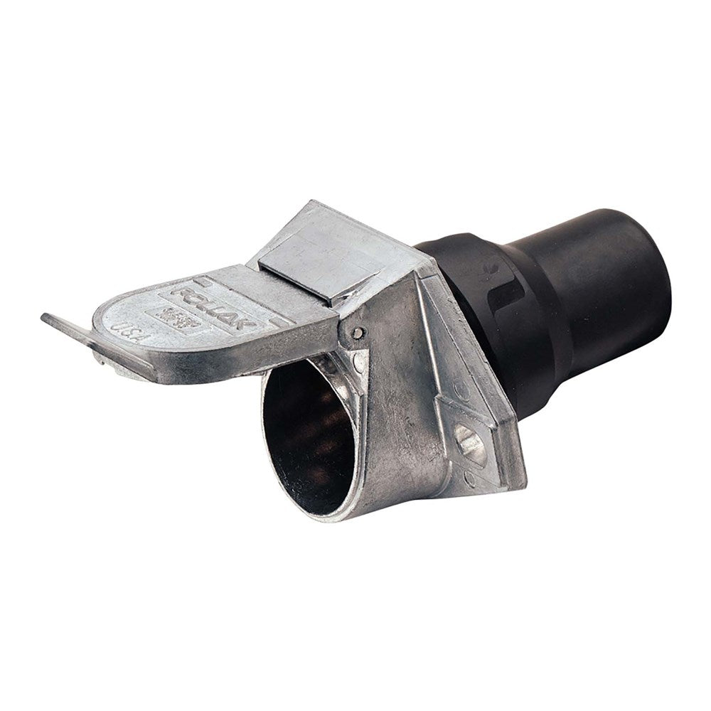 Narva 82094 7 Pin Heavy-Duty Round Metal Trailer Socket with Rubber Boot
