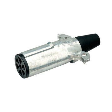 Narva 82193 7 Pin Heavy-Duty Round Metal Trailer Plug with Internal Weatherbeater Seal and Rubber Boot