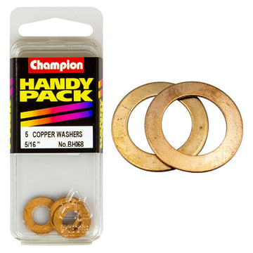 Champion Pack of 5 5/16 x 5/8" x 20G Flat Copper Washers - BH068"