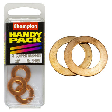 Champion Pack of 3 3/8 x 3/4" x 20G Flat Copper Washers - BH069"