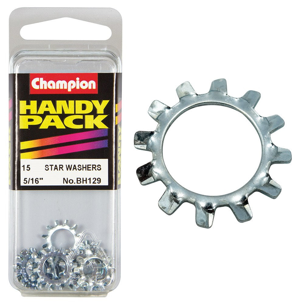 Champion Pack of 15 5/16 Zinc Plated External Star Shakeproof Washers ...