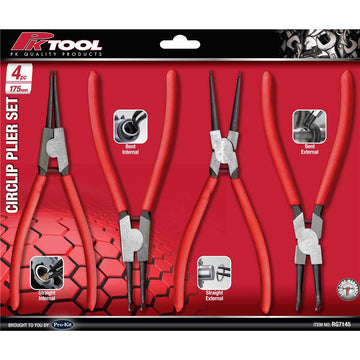 PK Tools Straight & 90º Nose Circlip Plier Set 4 Piece - 175Mm 7” - RG7145