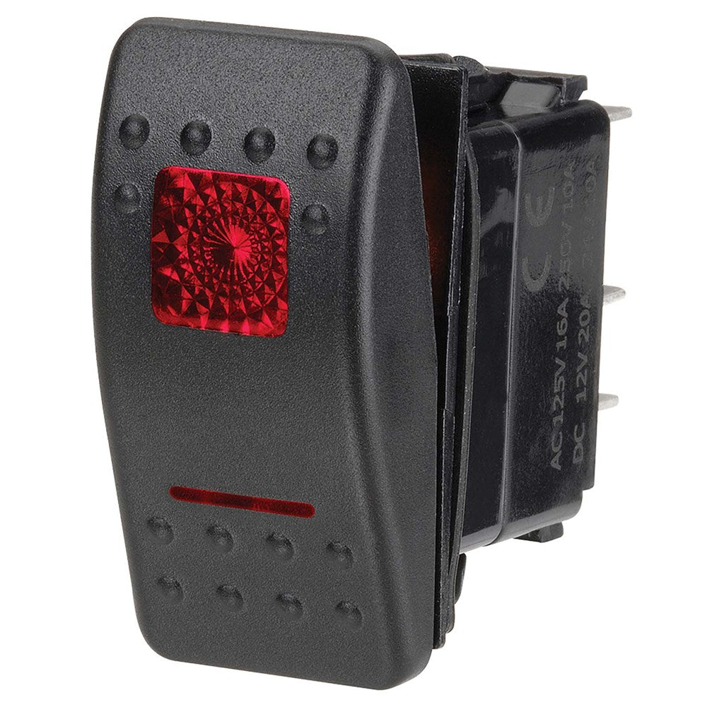 Narva 63129BL 12 Volt Illuminated Off/Momentary (On) Sealed Rocker Switch (Red)