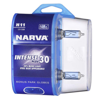 Narva 48478BL2 H11 12V 55W Intense Plus 30 Halogen Headlight Globes, Twin Pack