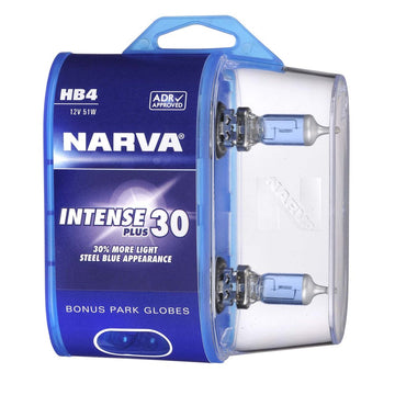 Narva 48474BL2 HB4 12V 51W Intense Plus 30 Halogen Headlight Globes, Twin Pack
