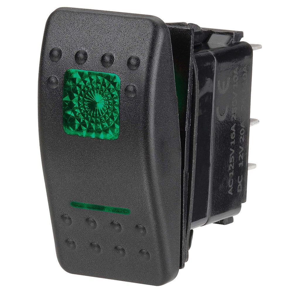 Narva 63124BL 12 Volt Illuminated Off/On Sealed Rocker Switch (Green)