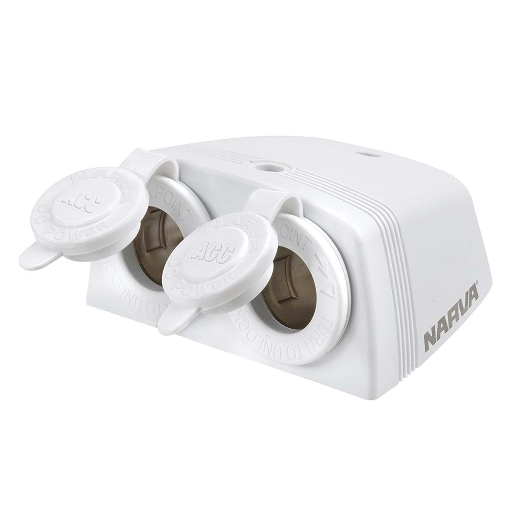 Narva 81160WBL Heavy-Duty Twin Surface Mount Accessory Sockets