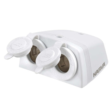 Narva 81160WBL Heavy-Duty Twin Surface Mount Accessory Sockets