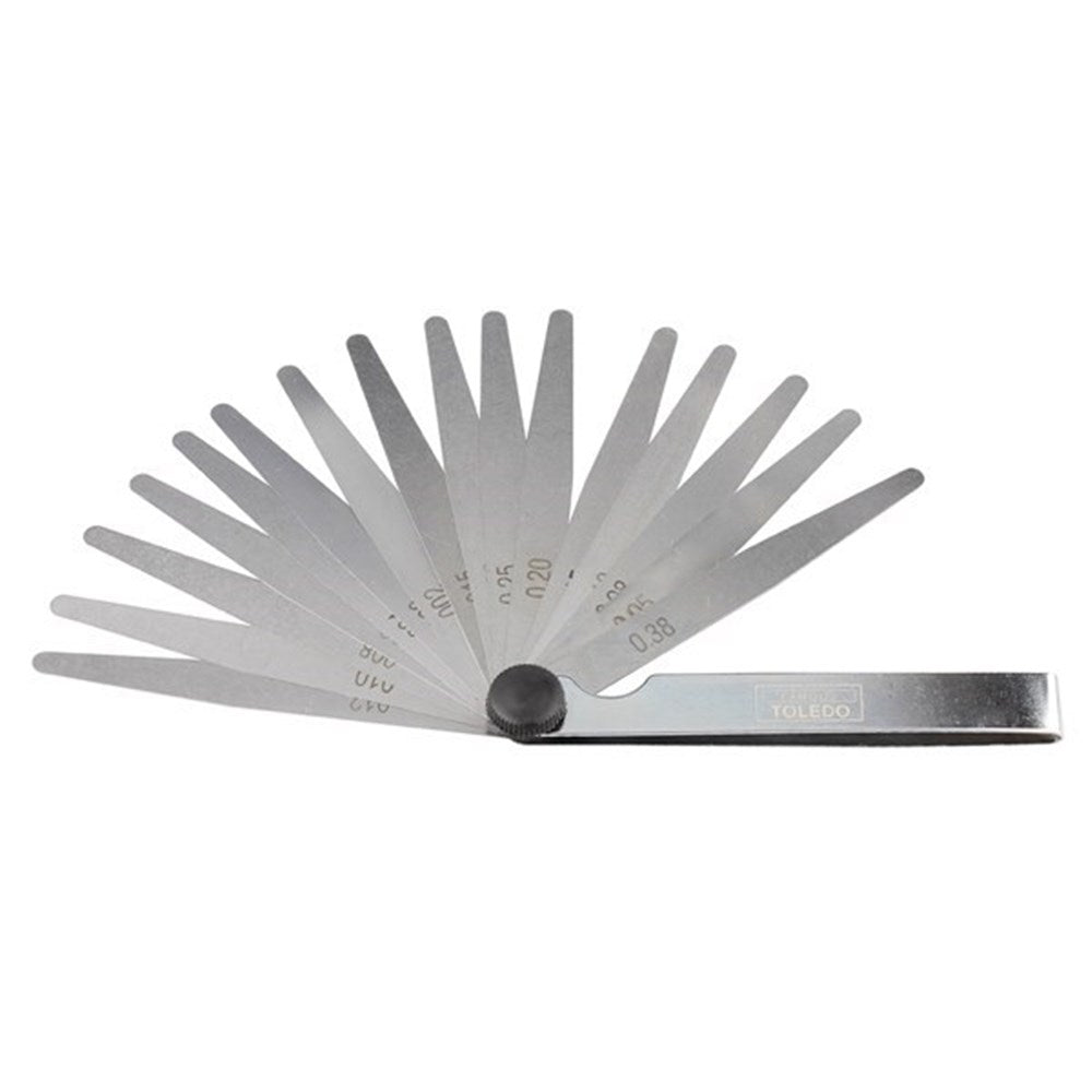 Toledo Feeler Gauge Tapered 16 Blade Metric/Imperial 0.05 - 0.38mm (0.002 - 0.015 inch) 301160