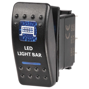 Narva 63145BL 12 Volt Illuminated Off/On Sealed Rocker Switch With “Led Light Bar” Symbol (Blue)