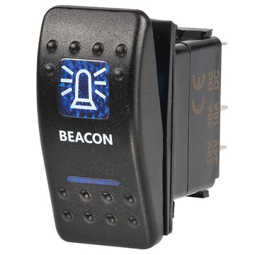 Narva 63147BL 2 Volt Illuminated Off/On Sealed Rocker Switch With “Beacon” Symbol (Blue)